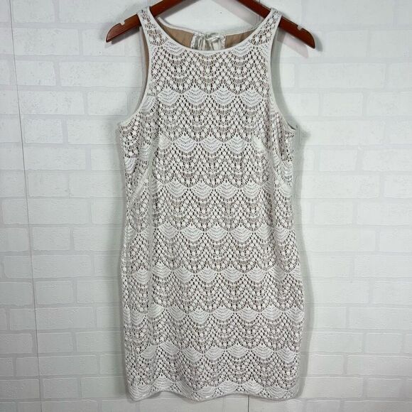 Loft Womens Shift Dress Size 6 Crochet Ivory - Picture 1 of 11